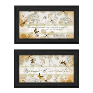 Homeroots Set Of Two Plant Kindness Black Framed Print Wall Art  Mdf Paper Print Texture 405720