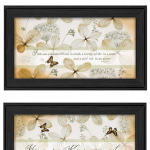 Homeroots Set Of Two Plant Kindness Black Framed Print Wall Art  Mdf Paper Print Texture 405720