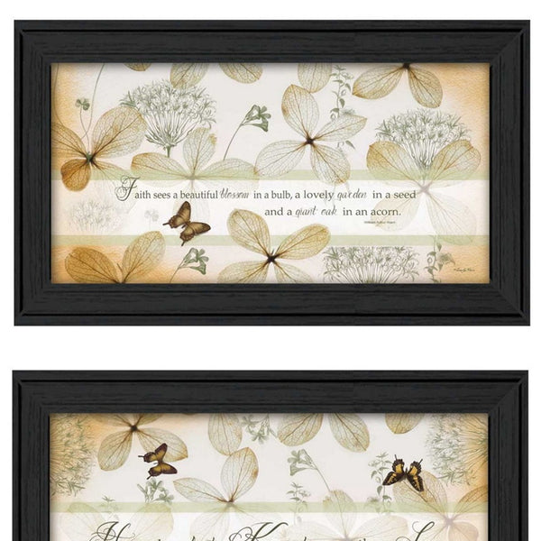 Homeroots Set Of Two Plant Kindness Black Framed Print Wall Art  Mdf Paper Print Texture 405720