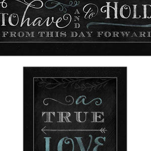 Homeroots Set Of Two Love Story Black Framed Print Wall Art  Mdf Paper Print Texture 405722