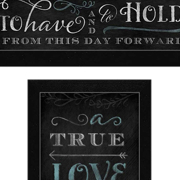 Homeroots Set Of Two Love Story Black Framed Print Wall Art  Mdf Paper Print Texture 405722