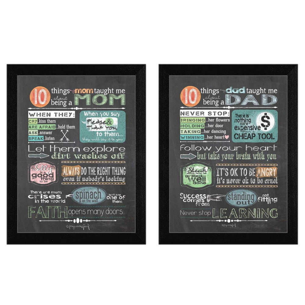 Homeroots Set Of Two Reminders From Mom And Dad Black Framed Print Wall Art  Mdf Paper Print Texture 405725