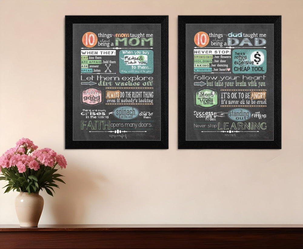 Homeroots Set Of Two Reminders From Mom And Dad Black Framed Print Wall Art  Mdf Paper Print Texture 405725