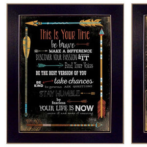 HomeRoots Set of Two Arrows II Contemporary Black Framed Print Wall Art for Modern Home Décor Refresh 405727