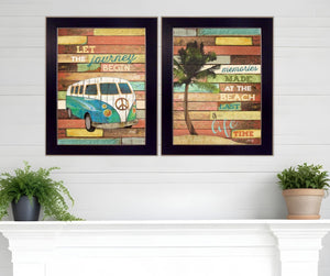 HomeRoots Set of Two Modern Travel-Inspired Black Framed Bus Print Wall Art for Stylish Home Décor 405728