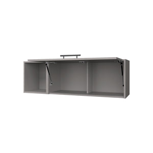 English Elm Cutter Wall Cabinet Melamine Smoke with Pneumatic Arms, Fold-Down Door & Open Display Storage B128P237137