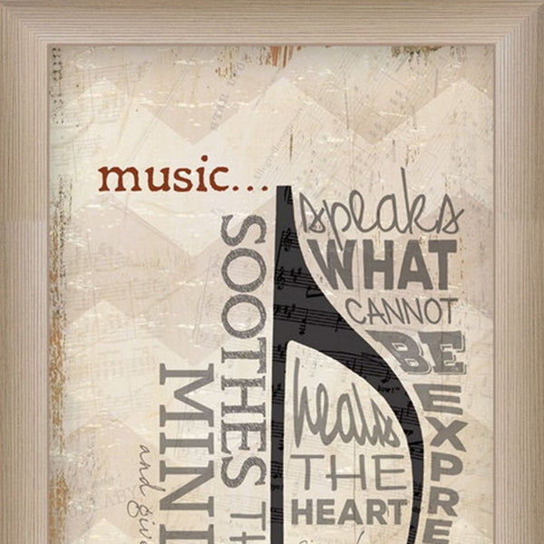 Homeroots Set Of Two Musical Notesbrown Framed Print Wall Art  Wood Product Paper Print Uv Coating 405730