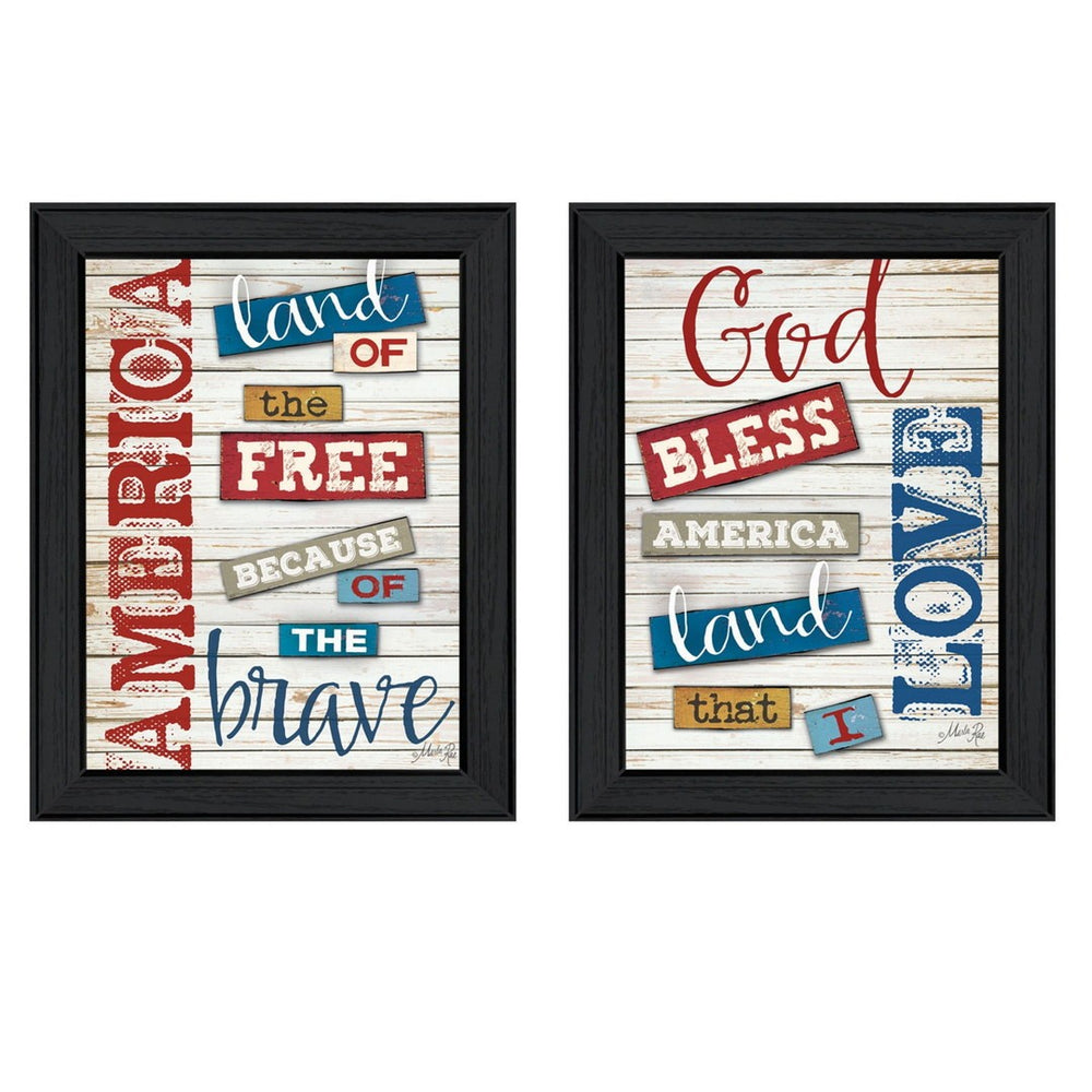 HomeRoots Set of Two American Black Framed Wall Art Prints - Contemporary Décor for Modern Spaces 405733