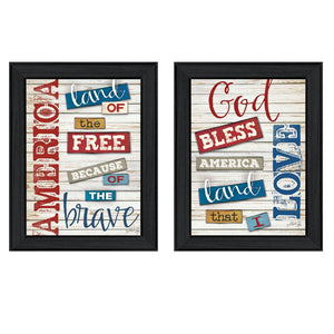 HomeRoots Set of Two American Black Framed Wall Art Prints - Contemporary Décor for Modern Spaces 405733