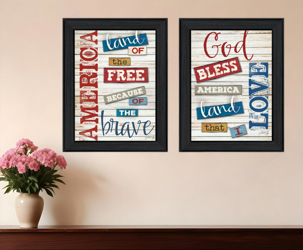 HomeRoots Set of Two American Black Framed Wall Art Prints - Contemporary Décor for Modern Spaces 405733