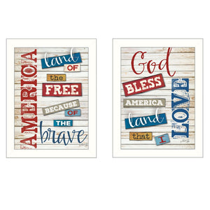 HomeRoots Set of Two American White Framed Print Wall Art for Modern Living Spaces - Stylish & Ready to Hang 405735