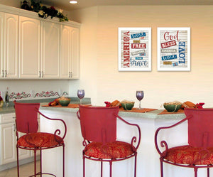 HomeRoots Set of Two American White Framed Print Wall Art for Modern Living Spaces - Stylish & Ready to Hang 405735