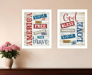 HomeRoots Set of Two American White Framed Print Wall Art for Modern Living Spaces - Stylish & Ready to Hang 405735