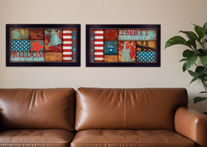 Homeroots Set Of Two Liberty And Freedom Black Framed Print Wall Art  Mdf Paper Print Texture 405740