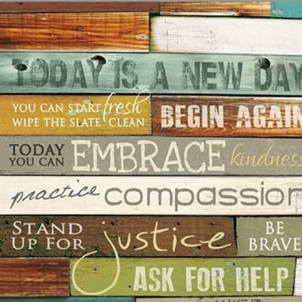 Homeroots Set Of Two Today Is A New Day Faux Wood Slat White Framed Print Wall Art For Stylish Decor  Wood Product Paper Print Uv Coating 405742