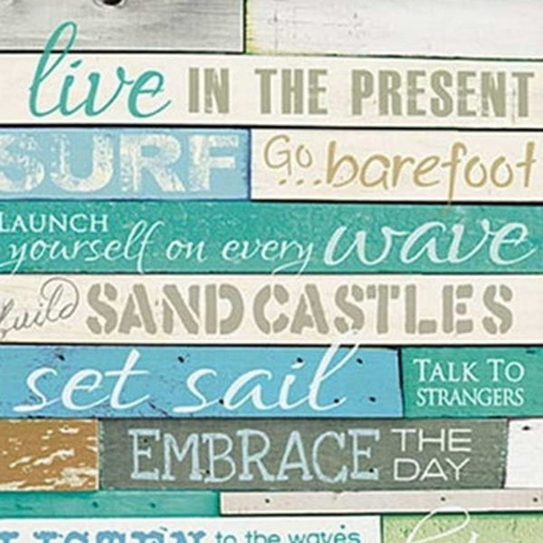 Homeroots Set Of Two Live In The Present Beachy Wall Art Prints - Stylish White Framed Home Decor Accents  Wood Product Paper Print Uv Coating 405744
