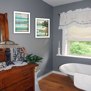 Homeroots Set Of Two Live In The Present Beachy Wall Art Prints - Stylish White Framed Home Decor Accents  Wood Product Paper Print Uv Coating 405744