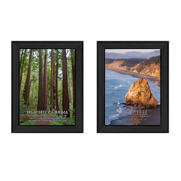Homeroots Set Of Two Strength 1 Black Framed Wall Art Prints - Stylish Home Decor To Elevate Your Space  Wood Product Paper Print Uv Coating 405748