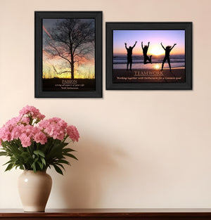 Homeroots Set Of Two Inspirational Black Framed Wall Art Prints – Elevate Your Space With Style And Color  Wood Product Paper Print Uv Coating 405752