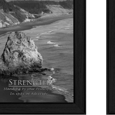 Homeroots Set Of Two Strength 2 Black Framed Wall Art Prints – Trendy, Eye-catching Decor For Your Space  Wood Product Paper Print Uv Coating 405753