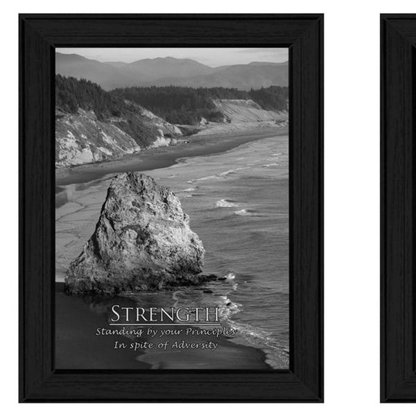 Homeroots Set Of Two Strength 2 Black Framed Wall Art Prints – Trendy, Eye-catching Decor For Your Space  Wood Product Paper Print Uv Coating 405753