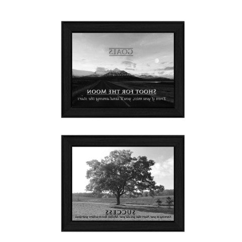 Homeroots Set Of Two Success 2 Black Framed Print Wall Art - Stylish, Trendy Decor For Modern Spaces & More!  Wood Product Paper Print Uv Coating 405756
