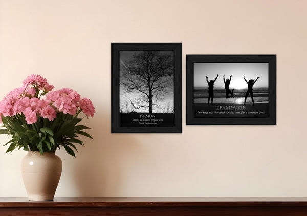 Homeroots Set Of Two Inspirational Black Framed Wall Art Prints – Elevate Your Space With Style And Color  Wood Product Paper Print Uv Coating 405757