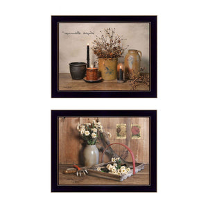 Homeroots Set Of Two Simple Blessings Black Framed Print Wall Art  Wood Product Paper Print Uv Coating 405759