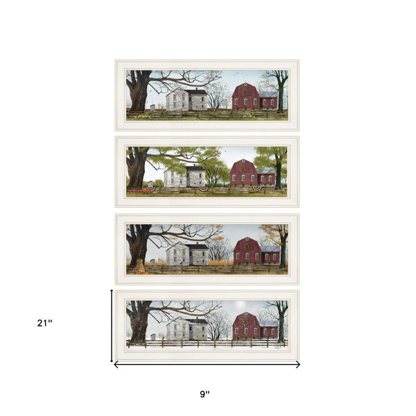 HomeRoots Set of Four Stunning Seasonal Framed Prints - Elegant Wall Art for Home Décor and Easy Styling 405760