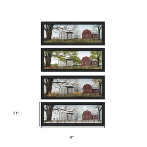 HomeRoots Set of Four Stunning Seasonal Art Prints in Black Frames - Enhance Your Home Décor Effortlessly! 405761