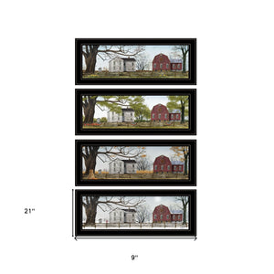 Homeroots Set Of Four Four Seasons Collection Ii 3 Black Framed Print Wall Art  Paper,Wood 405762