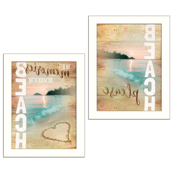 HomeRoots Set of Two Beach Please Framed Prints - Coastal Wall Art for Modern Home Décor & Easy Display 405764