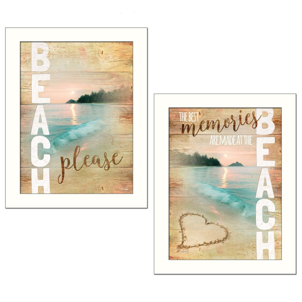HomeRoots Set of Two Beach Please Framed Prints - Coastal Wall Art for Modern Home Décor & Easy Display 405764