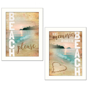 HomeRoots Set of Two Beach Please Framed Prints - Coastal Wall Art for Modern Home Décor & Easy Display 405764