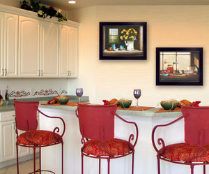 Homeroots Set Of Two Tea Apples And Strawberries Black Framed Print Kitchen Wall Art  Mdf Paper Print Texture 405772