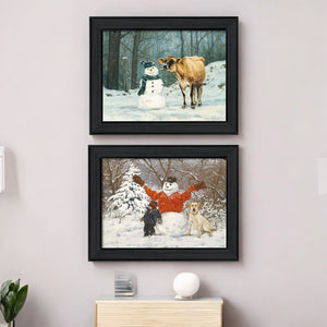 HomeRoots Set of 2 Rectangle Paper Prints - Winter U.S. States Art in Framed Block-Print Design for Home Décor 405775