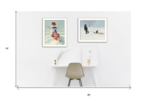 Homeroots Set Of Two Snow Memories White Framed Print Wall Art  Mdf Paper Print Texture 405776