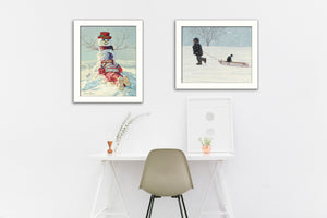 Homeroots Set Of Two Snow Memories White Framed Print Wall Art  Mdf Paper Print Texture 405776