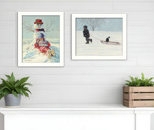 Homeroots Set Of Two Snow Memories White Framed Print Wall Art  Mdf Paper Print Texture 405776