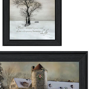 HomeRoots Set of 2 Framed Rectangular Paper Prints - Modern Countryside Decor for Effortless Home Style 405777