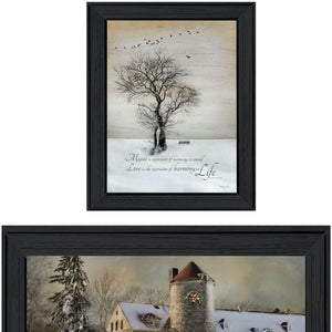HomeRoots Set of 2 Framed Rectangular Paper Prints - Modern Countryside Decor for Effortless Home Style 405777