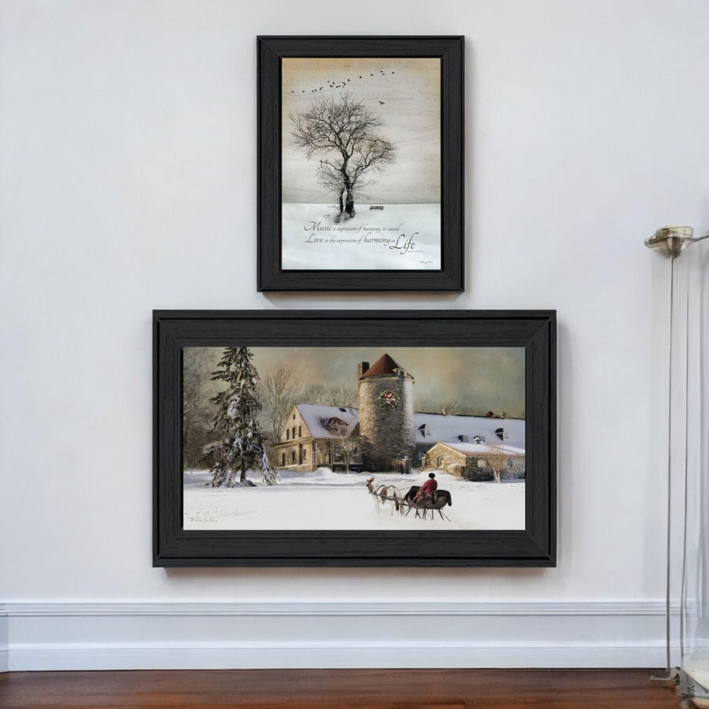 HomeRoots Set of 2 Framed Rectangular Paper Prints - Modern Countryside Decor for Effortless Home Style 405777