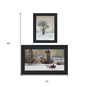 HomeRoots Set of 2 Framed Rectangular Paper Prints - Modern Countryside Decor for Effortless Home Style 405777