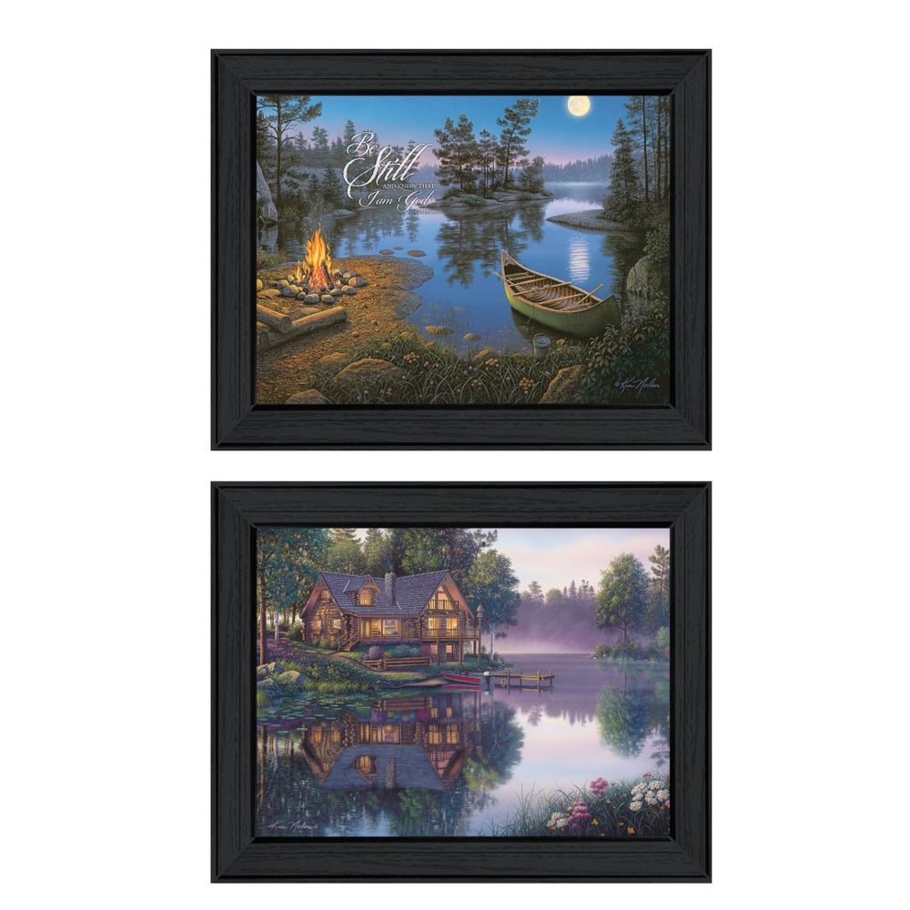 HomeRoots Set of 2 Framed Block-Print Art Pieces – Vibrant Decor for Home, Office & Gallery-Ready Style 405781