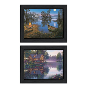 HomeRoots Set of 2 Framed Block-Print Art Pieces – Vibrant Decor for Home, Office & Gallery-Ready Style 405781
