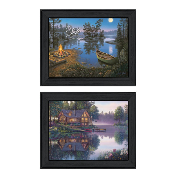 HomeRoots Set of 2 Framed Block-Print Art Pieces – Vibrant Decor for Home, Office & Gallery-Ready Style 405781