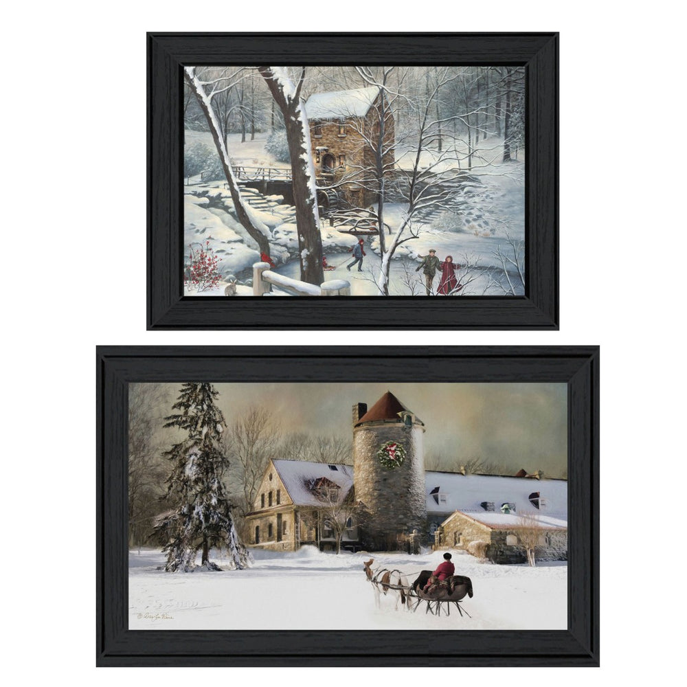 HomeRoots Set of 2 Contemporary Rectangle Paper Prints - Bold Countryside Art for Modern Home Décor 405784
