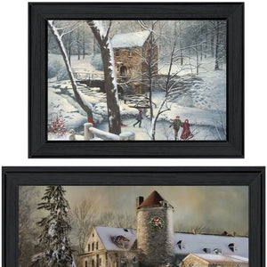 HomeRoots Set of 2 Contemporary Rectangle Paper Prints - Bold Countryside Art for Modern Home Décor 405784