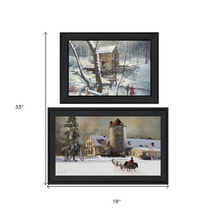 HomeRoots Set of 2 Contemporary Rectangle Paper Prints - Bold Countryside Art for Modern Home Décor 405784