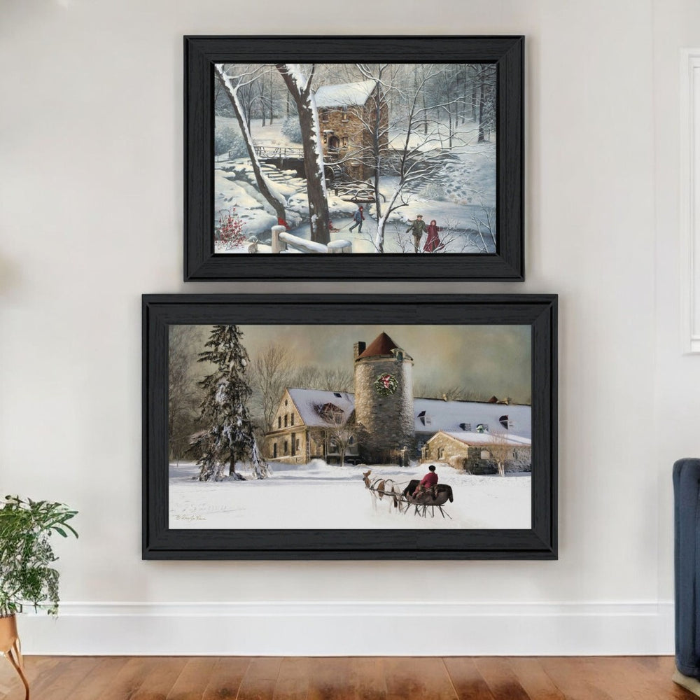 HomeRoots Set of 2 Contemporary Rectangle Paper Prints - Bold Countryside Art for Modern Home Décor 405784